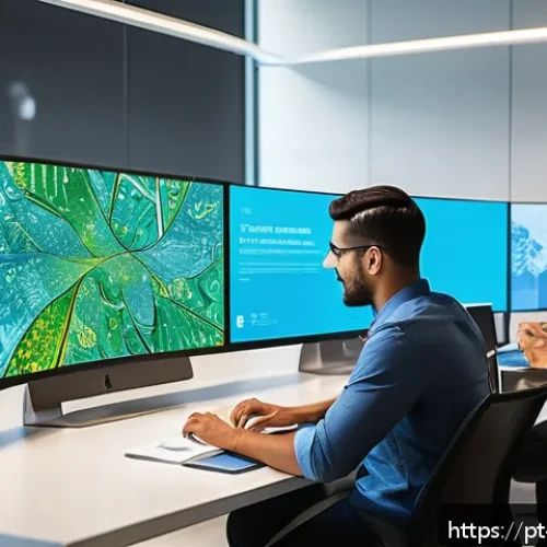 Home 30 Transformer 아키텍처와 NLP의 미래 - A detailed digital illustration of a modern workspace featuring a diverse group of Brazilian profess...