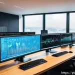 Home 23 Transfer Learning과 Transformer의 관계 - A modern tech workspace featuring a diverse group of young professionals collaborating around multip...